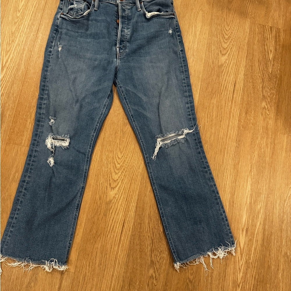 MOTHER Wide Leg Jeans in Faded Blue